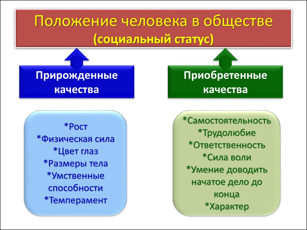 Схема мой статус предписанный приобретенный личный