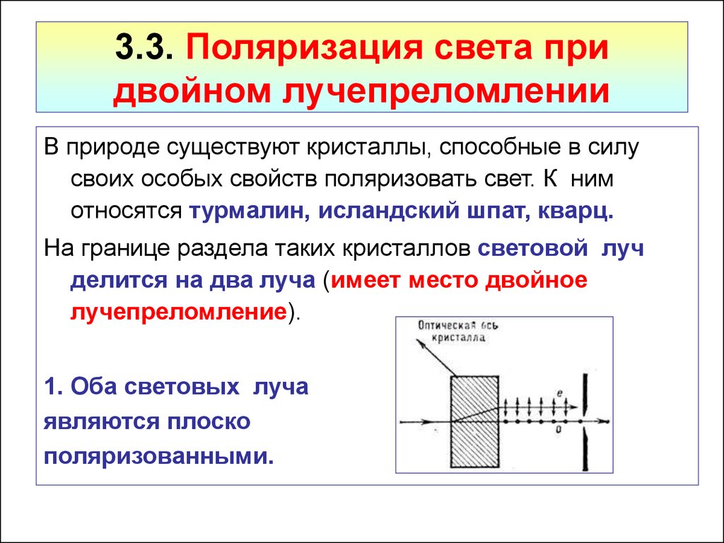 Двойное лучепреломление света. Одноосные Кристаллы двойное лучепреломление поляризаторы. Физика поляризация кратко. Поляризация света при двойном лучепреломлении. Двойное лучепреломление. Поляризация при двойном лучепреломлении.