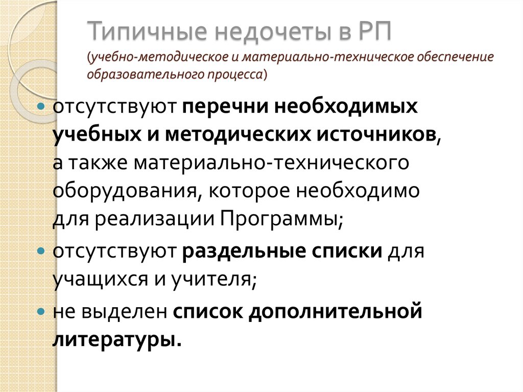 Учебно методическое обеспечение учебного процесса. Методические источники это. Варианты конструирования рабочей программы по учебному предмету. Как называется упущение учителя.