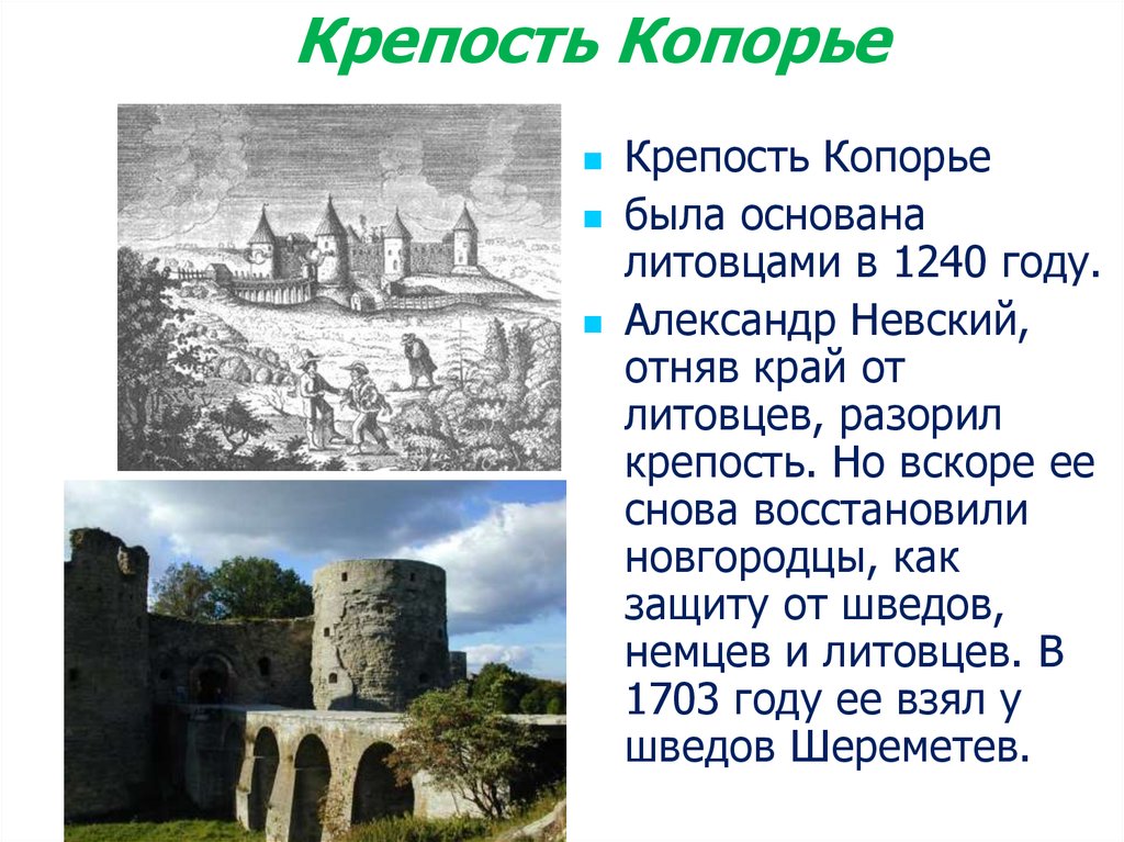 Крепость копорье карта