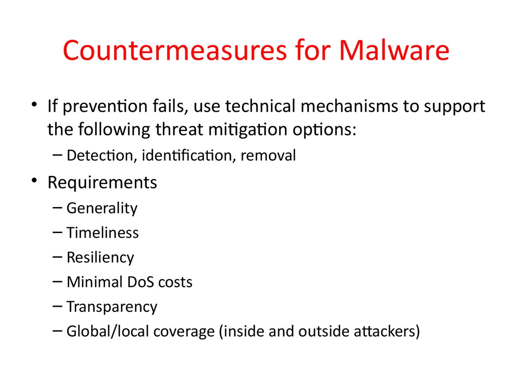 Countermeasures for Malware