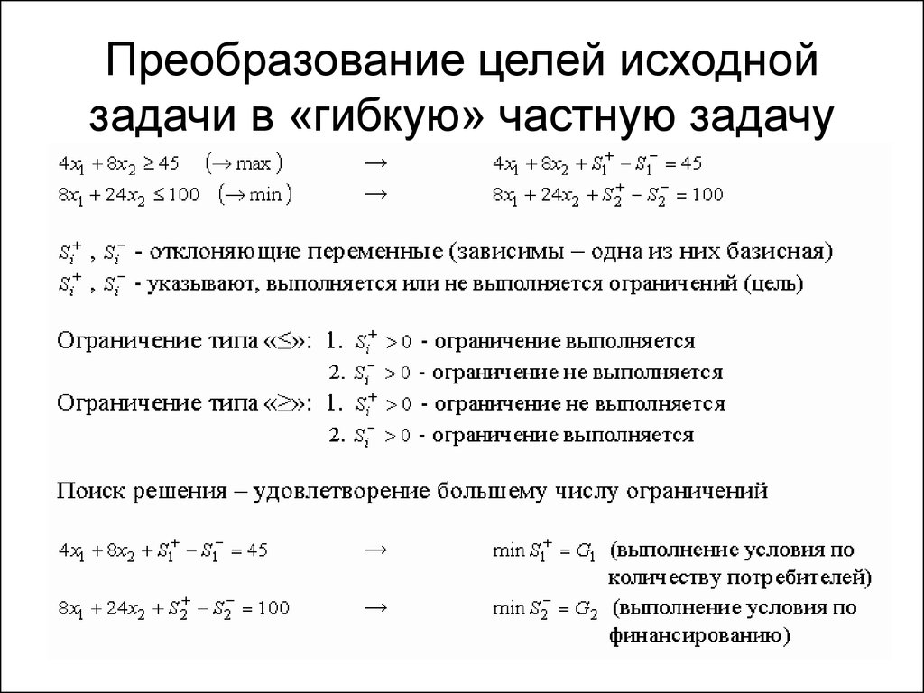 Исходная задача. Линейное программирование формулы. Формулы по программированию. Преобразование в целочисленное. Особые случаи решения задачи линейного программирования формулы.