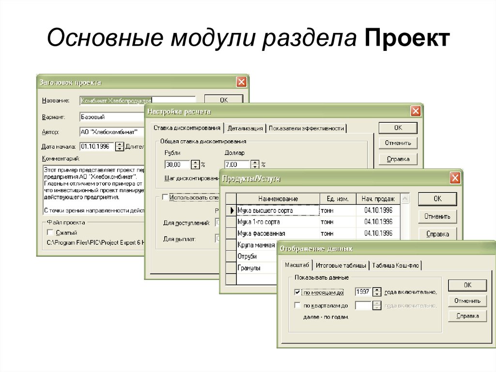 Модули данных. Основной модуль программы. Основные модули компьютера. Основные разделы проекта.