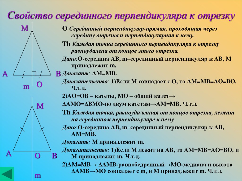 Свойство серединного перпендикуляра презентация 8 класс атанасян