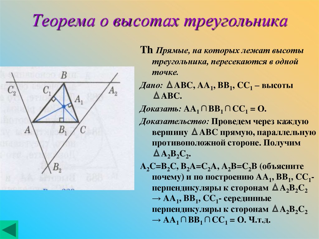 Теорема о высотах треугольника