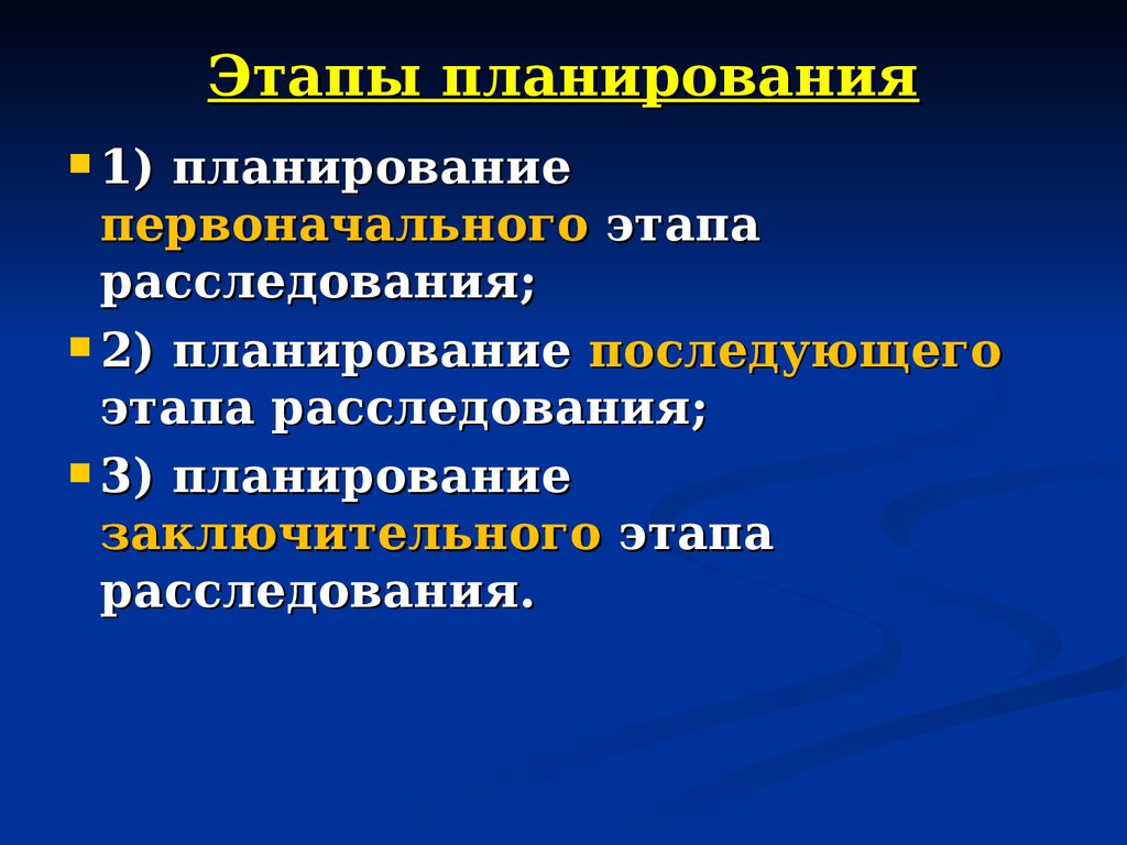 Планирование расследования презентация