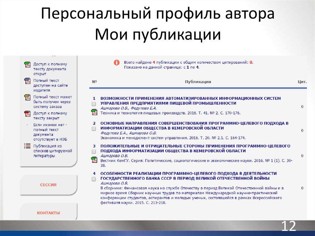 Профиль автора. Персональный профиль. Личный профиль. Основные подходы информатизации. Открыть полный текст документа.