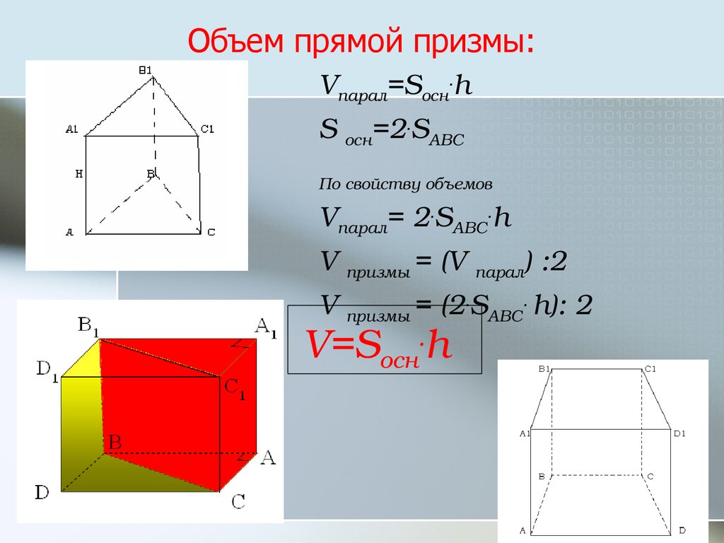 Объем прямой треугольной призмы. Формула для вычисления объема прямой Призмы. Объем Призмы формула. Объем треугольной Призмы формула. Объем прямой треугольной Призмы формула.