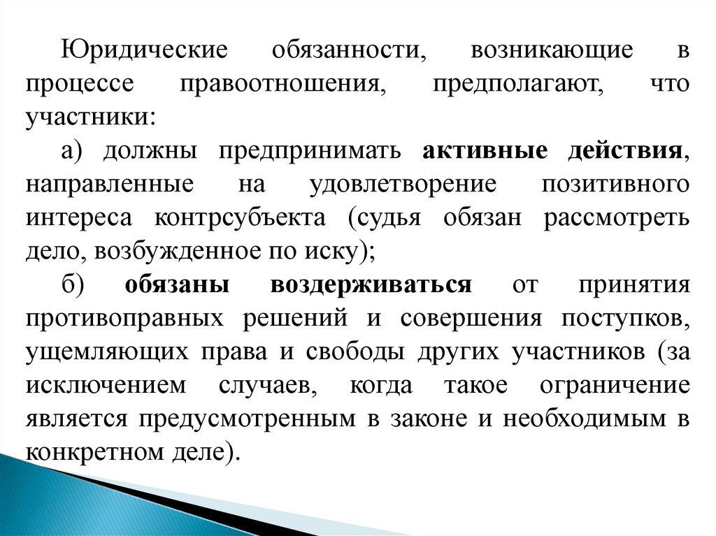 Обязывающие иски. Признаки семьи обычного права.