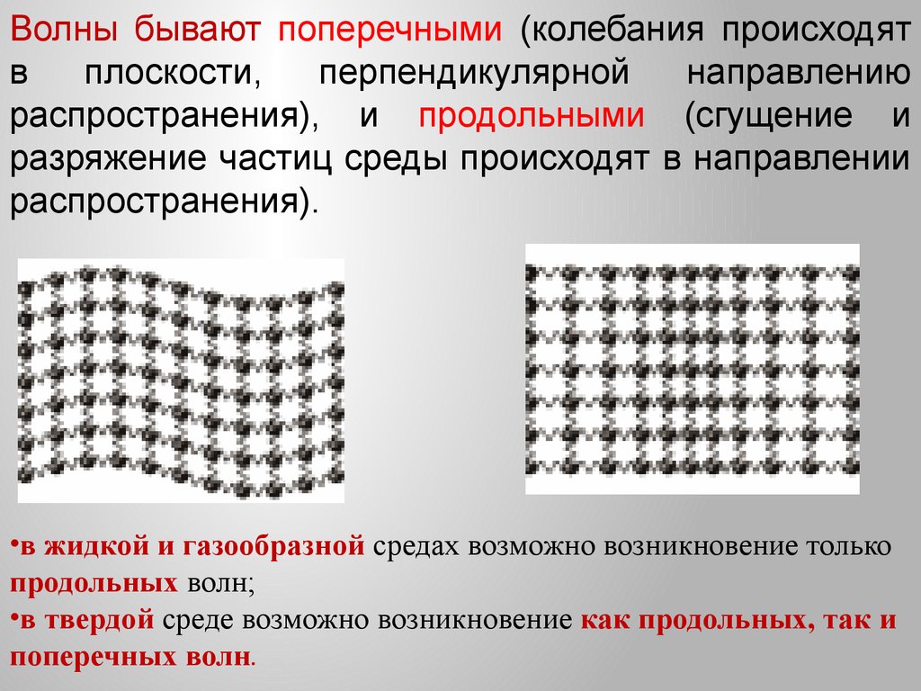 Какие волны в каких средах возникают