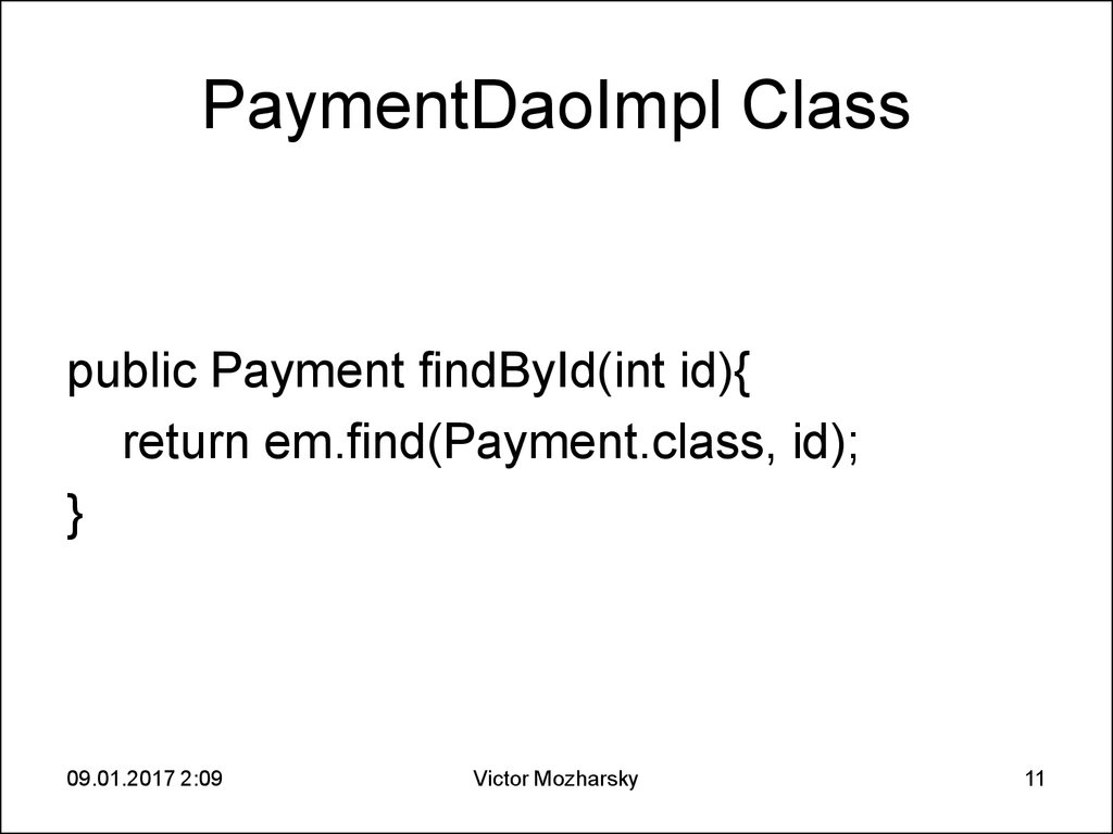 PaymentDaoImpl Class