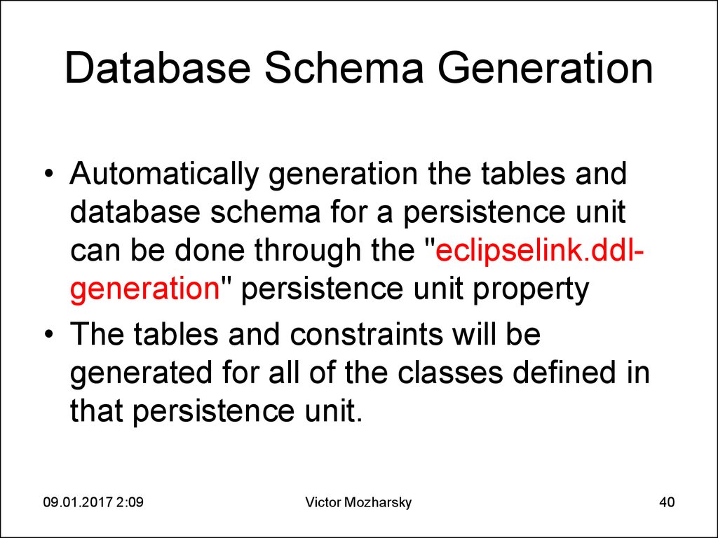 Database Schema Generation