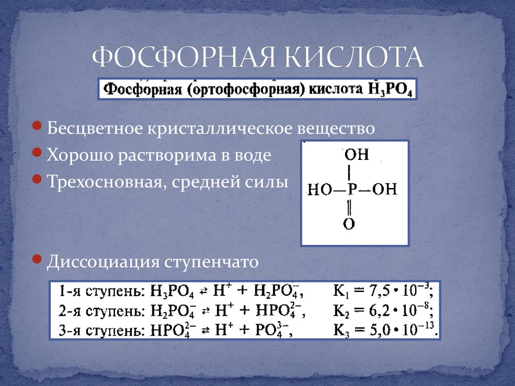 Фосфорная кислота признаки