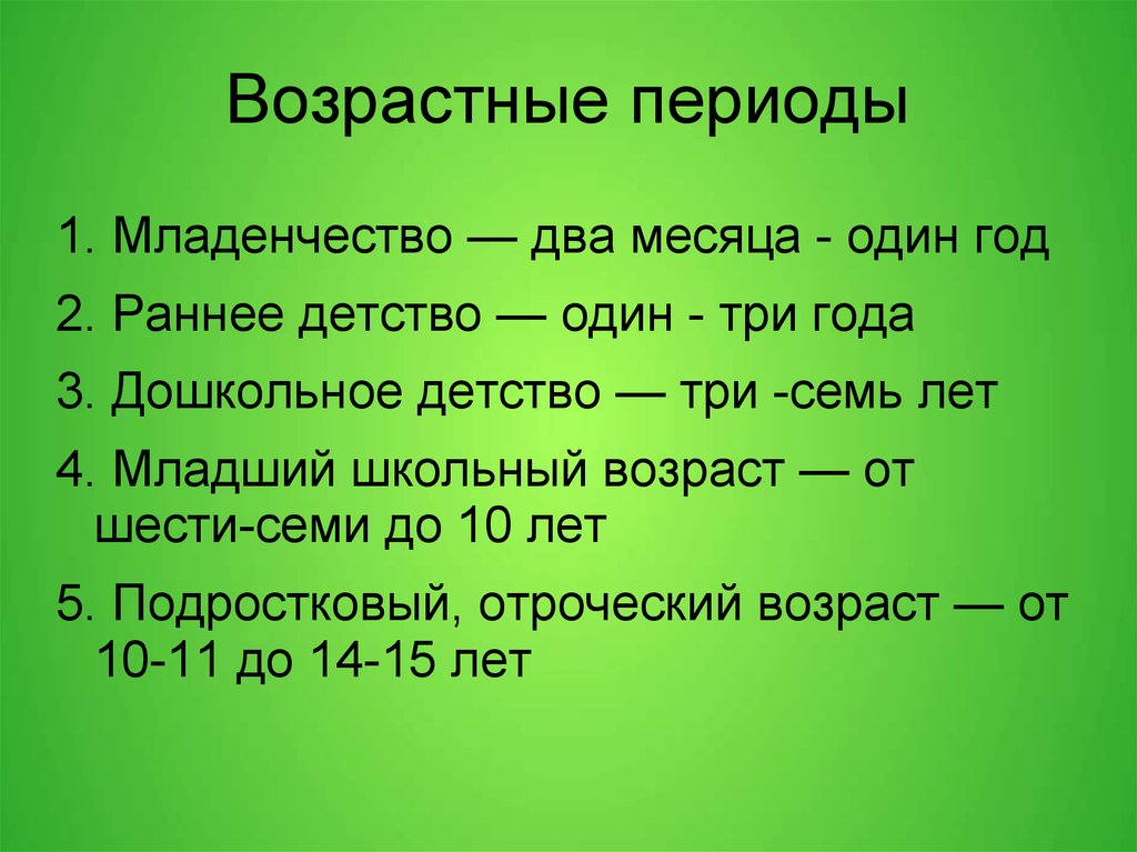 5 индивидуальный год. Возрастные периоды леса. Периодизация 1 год 2 месяца. Отроческий Возраст это. Период 1-3 года.