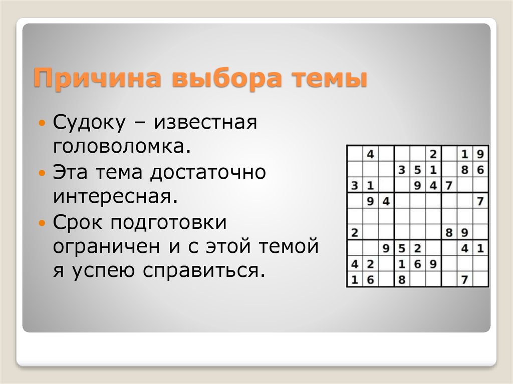 Причина выбора темы