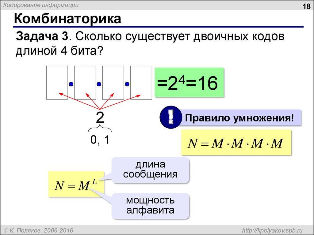 Длина сообщения. Формула комбинаторики Информатика. Кодирование комбинаторика. Формулы по информатике комбинаторика. Информатика задачи на комбинаторику.