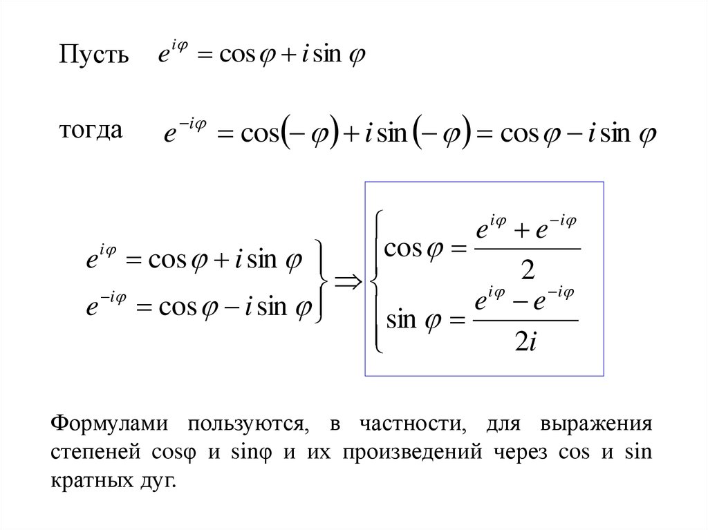 Изображение основных функций в комплексной форме