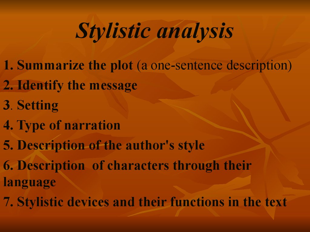 thesis on stylistic analysis of novel