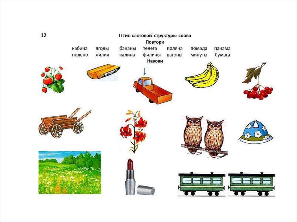 Слоговая структура слова речевой материал в картинках