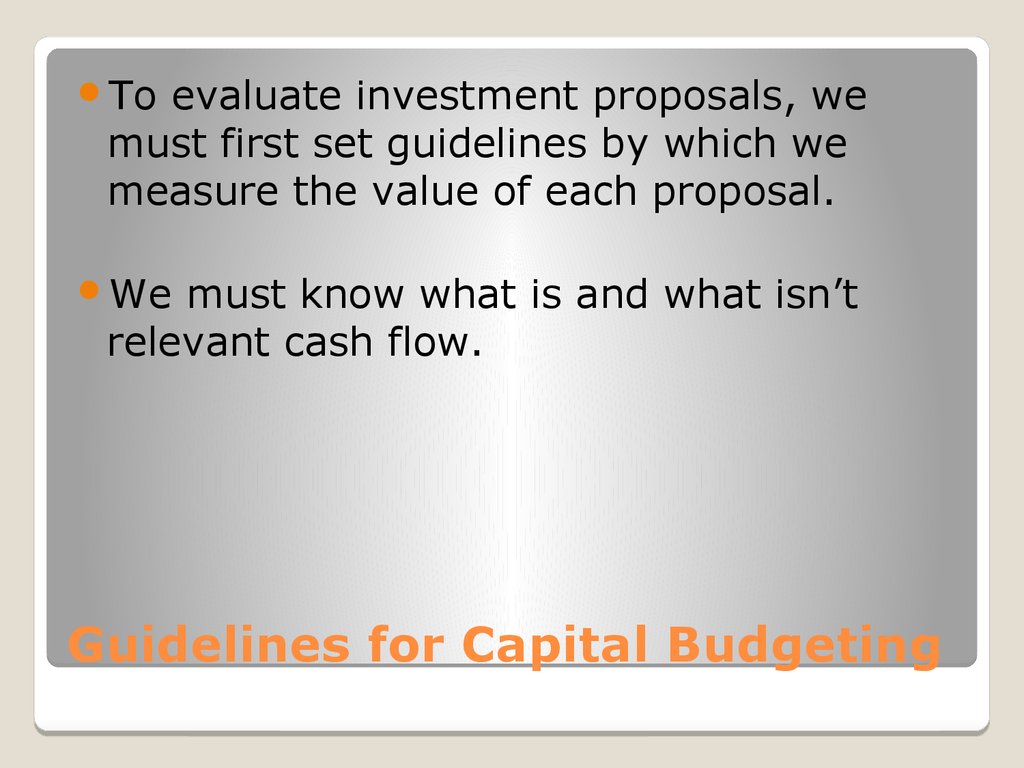 Guidelines for Capital Budgeting