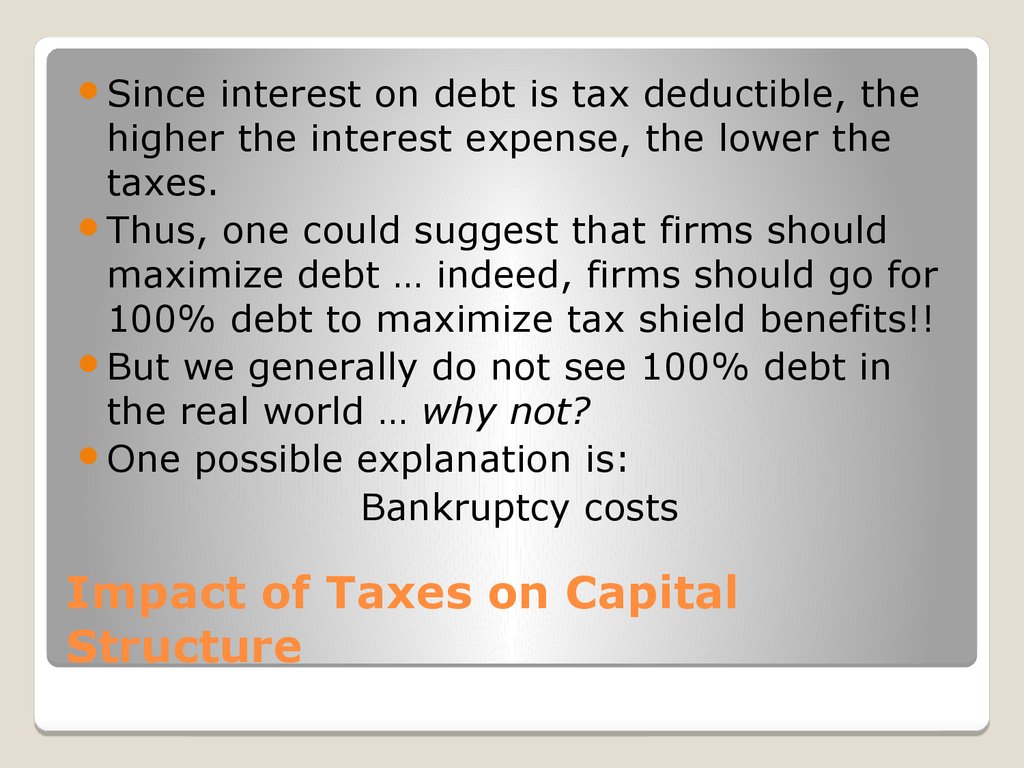Impact of Taxes on Capital Structure