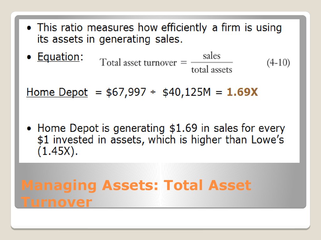 Managing Assets: Total Asset Turnover