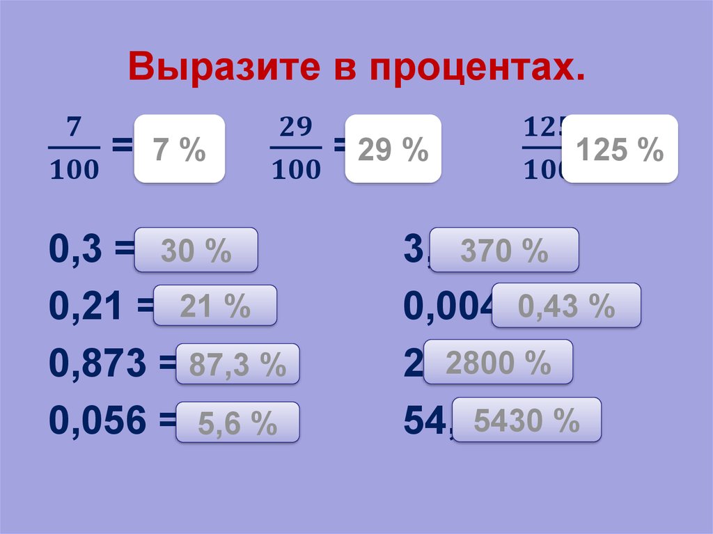 Выразить в сотые