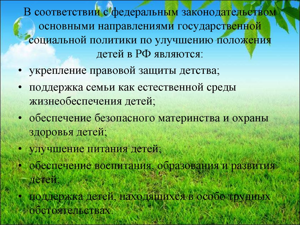 Улучшение положения. Принципы государственной политики в области социальной защиты. Государственная политика в области социальной защиты детства.. Основные направления политики в области социальной защиты детства. Основные направления государственной политики поддержки семьи.