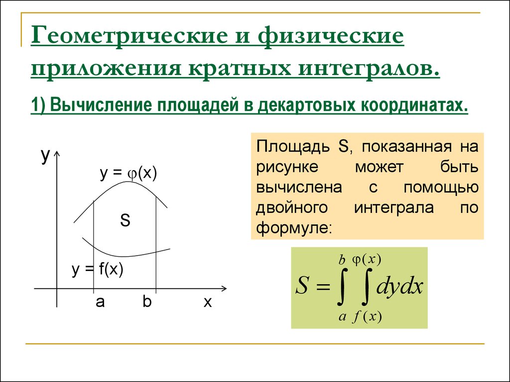 Физические приложения. Геометрические и физические приложения кратных интегралов. Геометрические приложения кратных интегралов. Геометрические приложения тройного интеграла. Геометрические приложения двойного интеграла.