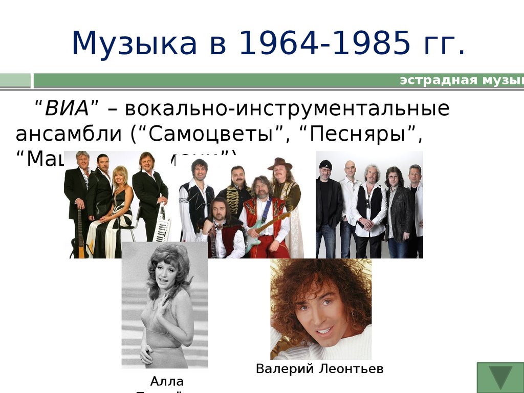 Музыка в 1964-1985 гг.