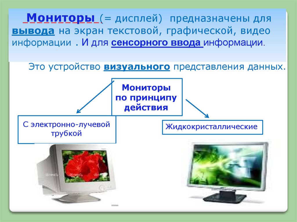 Текстовой и графической информации. Устройство для вывода на экран текстовой информации. Устройство визуального представления данных. Экран монитора с информацией. Текстовые мониторы.