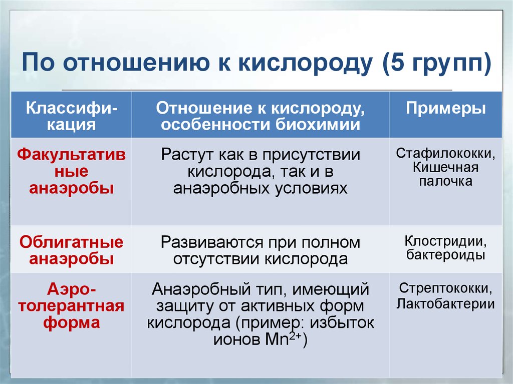 Отношение к кислороду. Классификация бактерий по отношению к кислороду. Классификация бактерий по отношению к кислороду воздуха. Классификация микроорганизмов по отношению к кислороду. Отношение бактерий к кислороду.