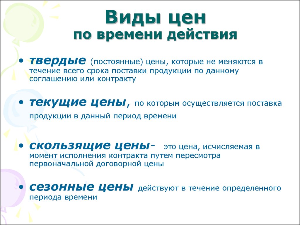 Не меняется в течение. Виды цен по времени действия. Виды цен. Цены в зависимости от времени действия. По времени действия цены делятся на.