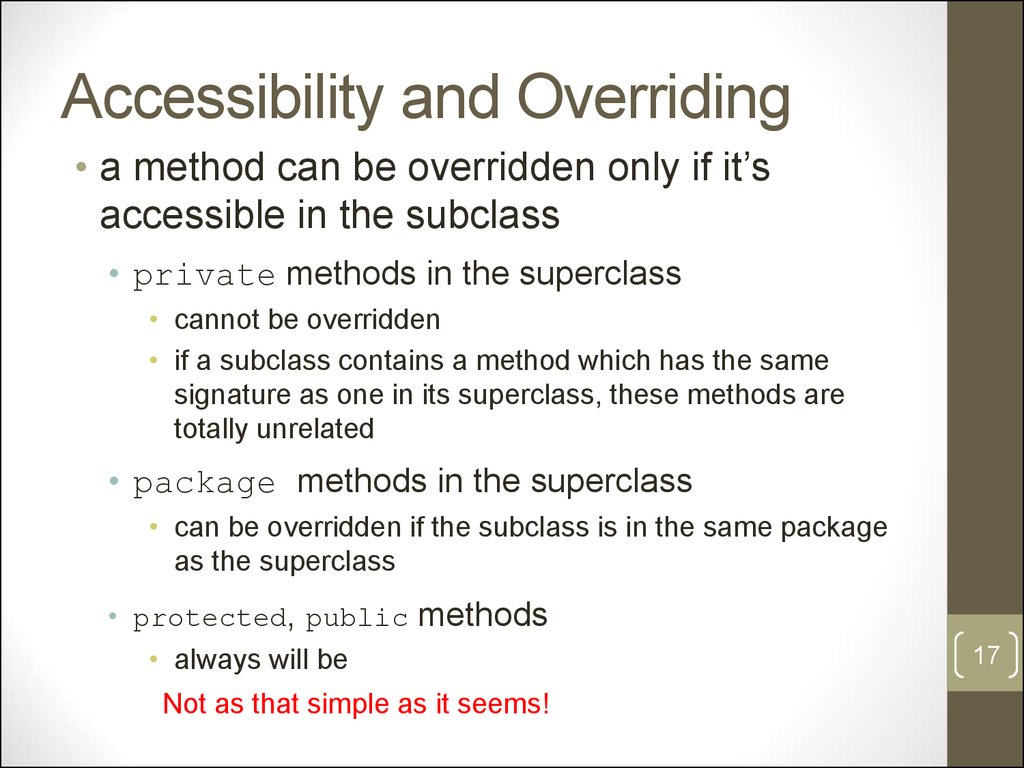 Accessibility and Overriding