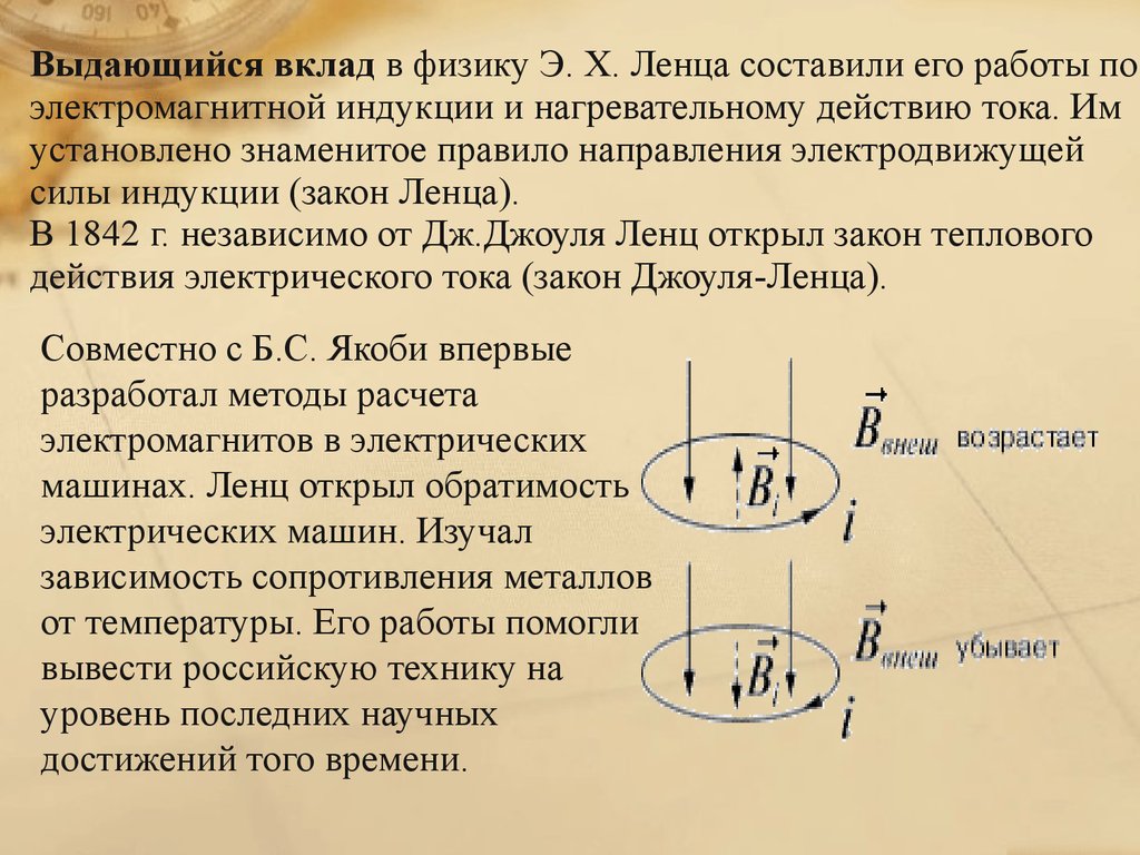 Ленц правило. Закон Ленца для электромагнитной индукции. Открытия Ленца в физике. Правило Ленца закон электромагнитной индукции. Закон Ленца Эмилия.