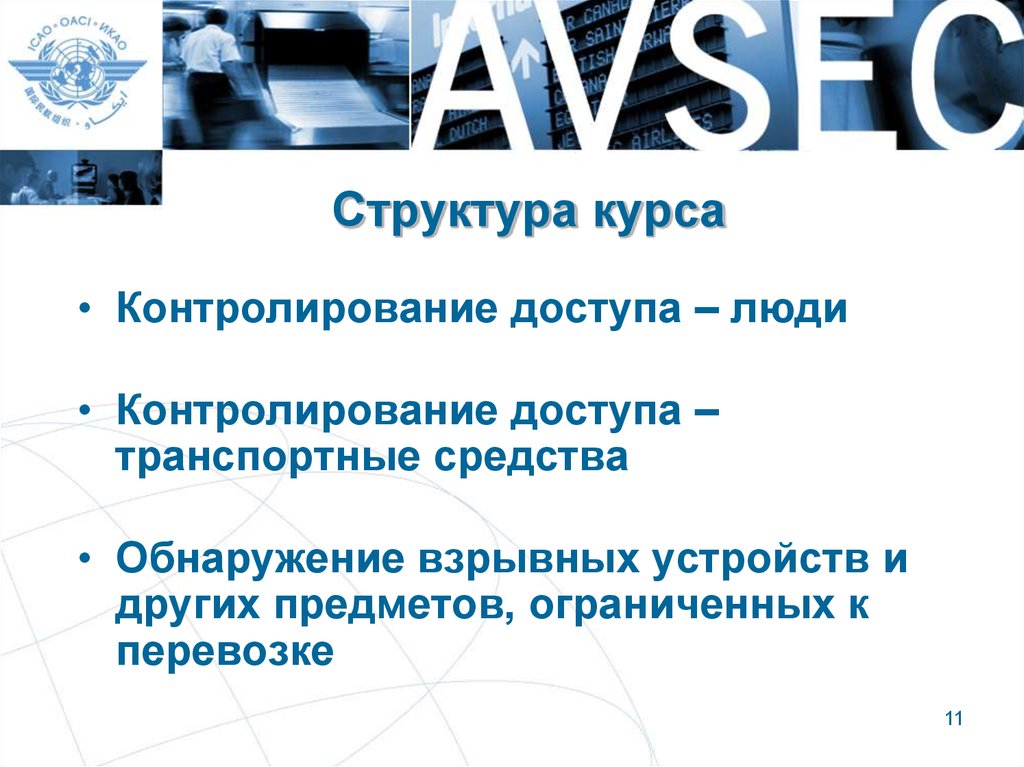 Структура дисциплины. Контролирование доступа к воздушным судам.