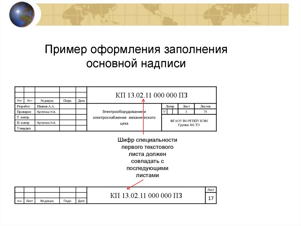 Оформите основную