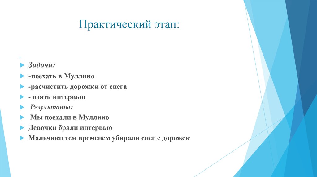 Практический этап: