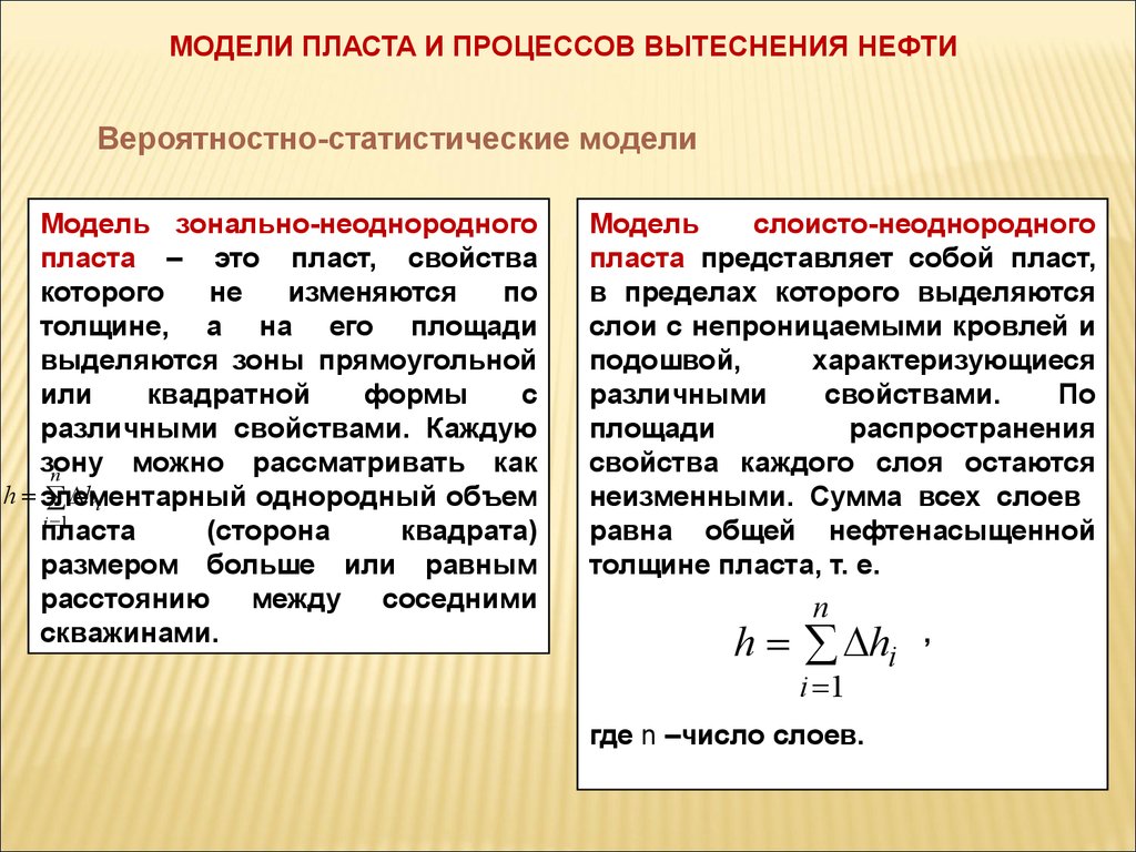 Эффективные толщины. Модель однородного пласта. Что такое вероятностно-статистическая модель пласта. Неоднородный пласт. Зональная неоднородность пласта.