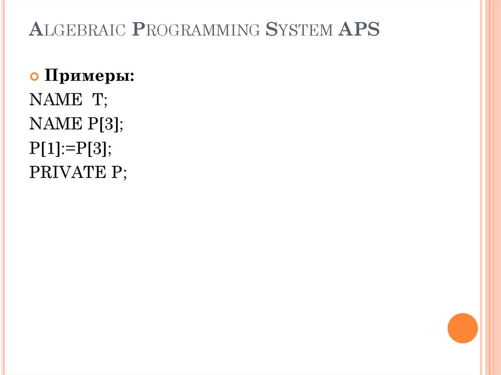 Algebraic Programming System APS