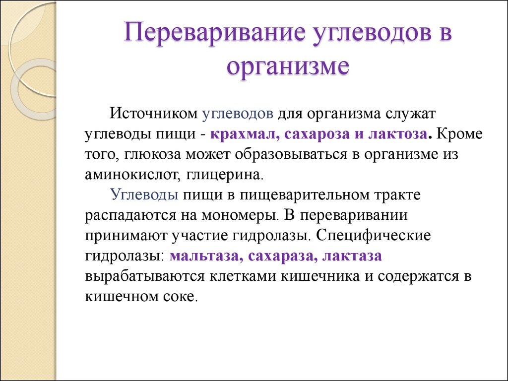 Доклад по теме Биохимия углеводов в организме человека