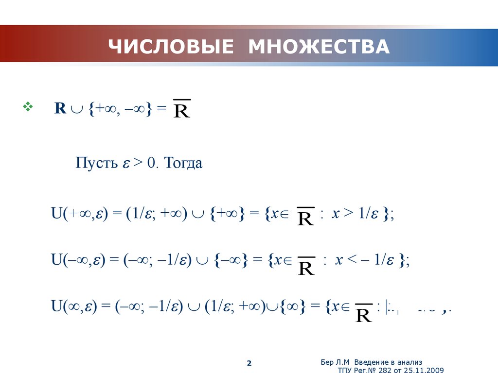 Известные числовые множества