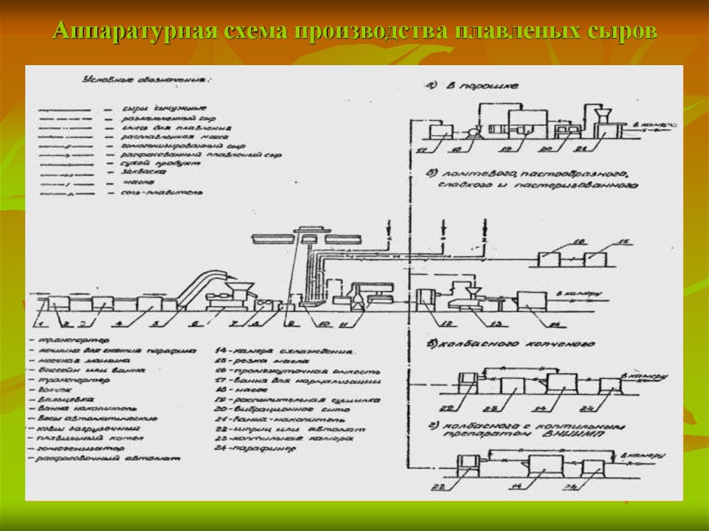 Технологическая схема производства плавленого сыра