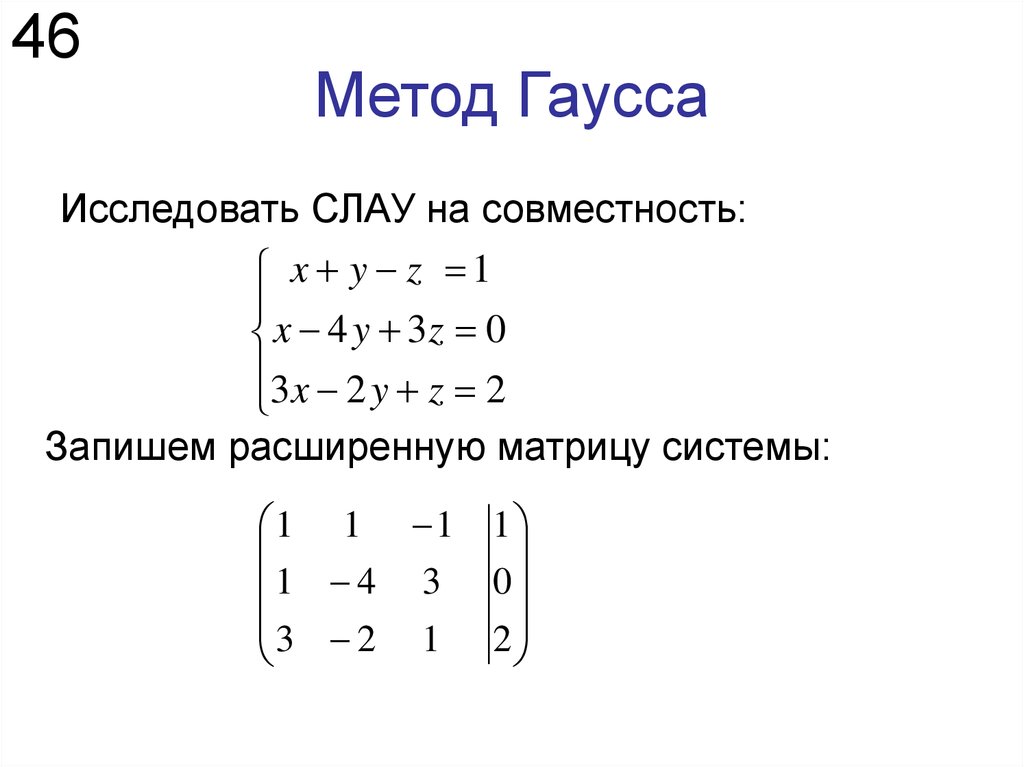 Метод гаусса презентация