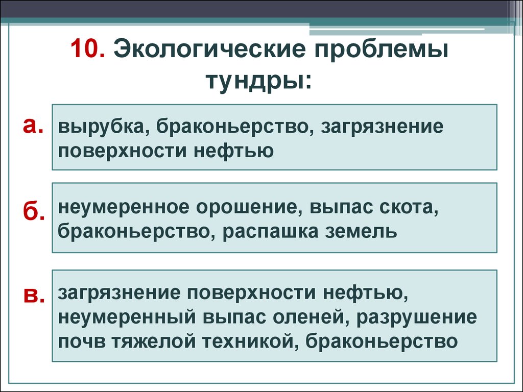 Основной экологической проблемой в тундре является