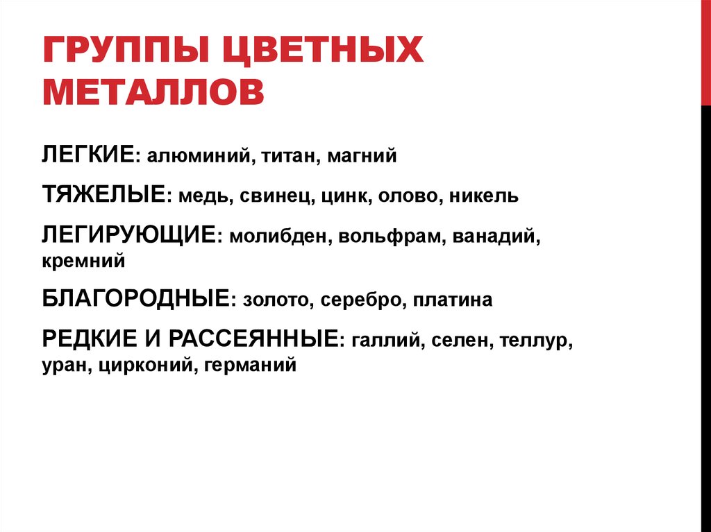 Цветные металлы делятся на. Группы цветных металлов. Металлы группы цветных металлов. Цветная металлургия группы металлов. Цветные металлы по группам.