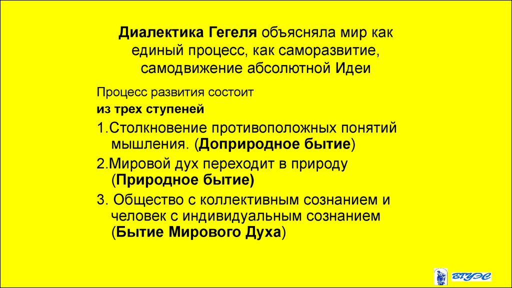 Согласно диалектической философии всякое развитие происходит по схеме