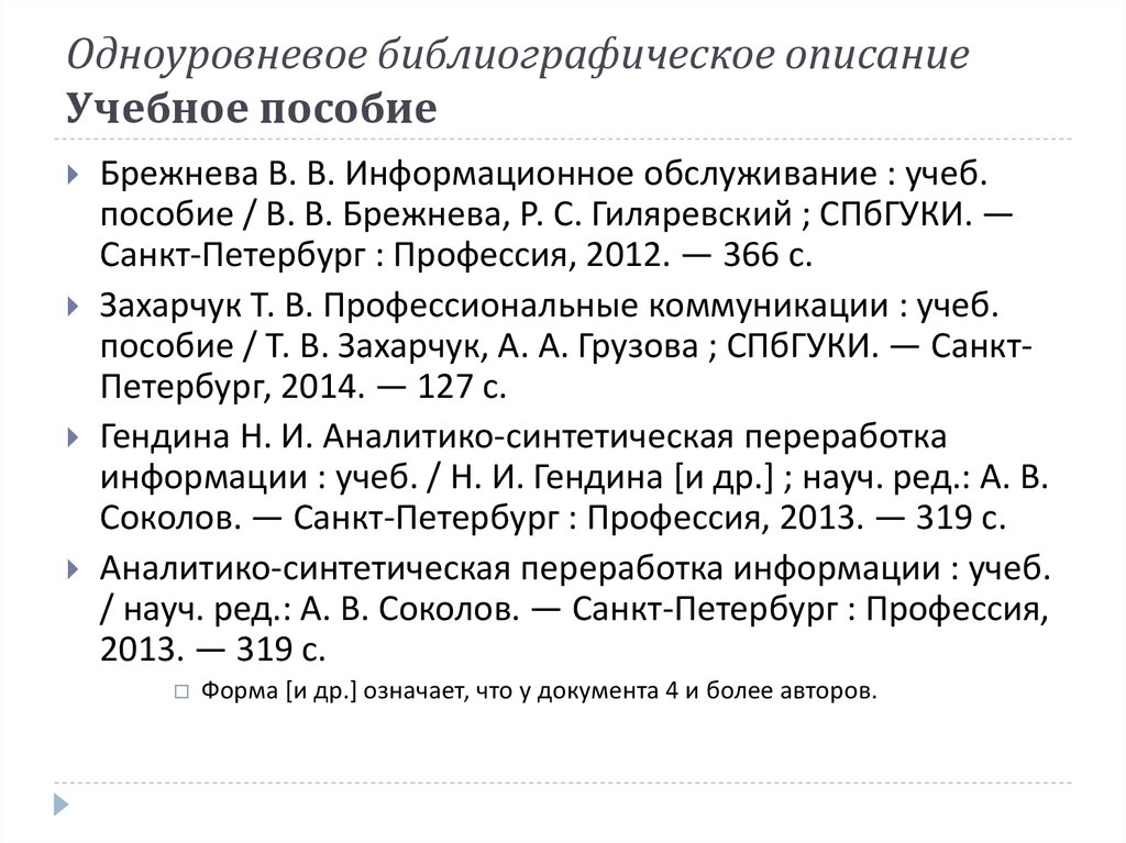 Библиография писателей. Одноуровневое библиографическое описание. Библиографическое описание учебного пособия. Оформление списка литературы. Библиографическое описание пособия.