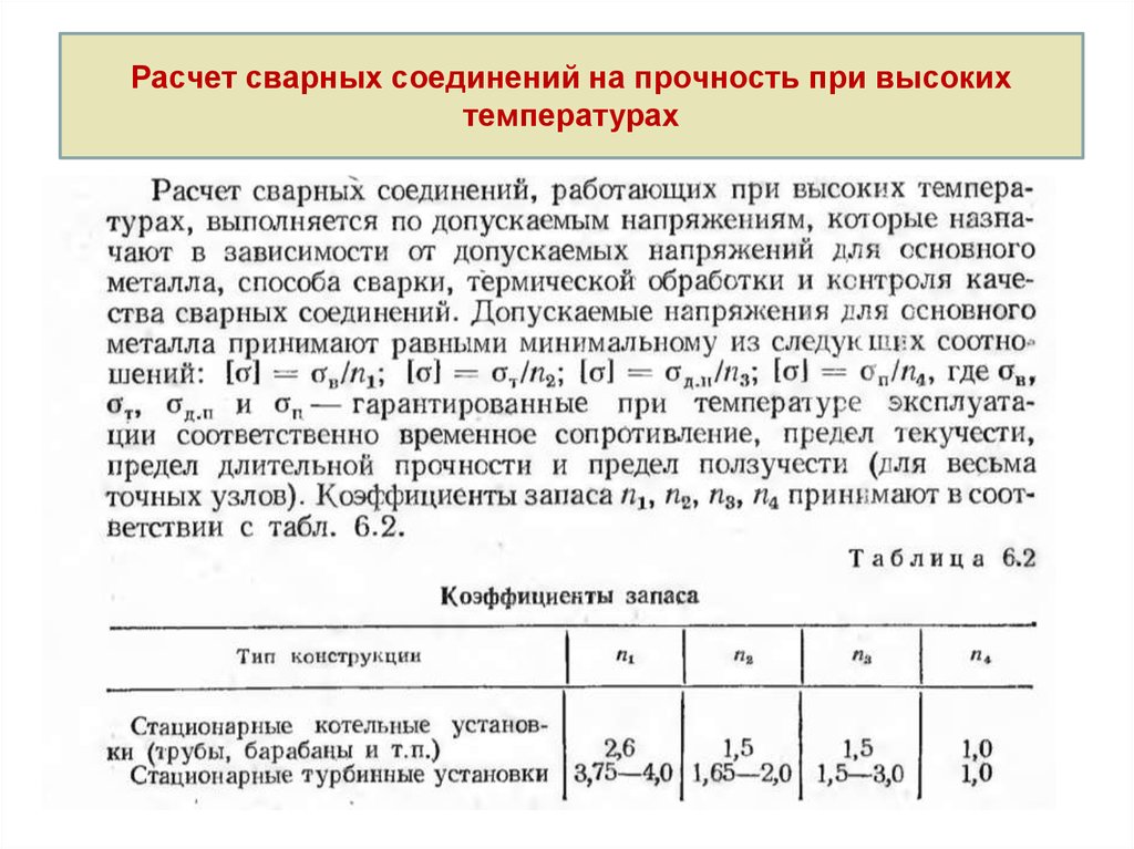 Расчет прочности сварных соединений