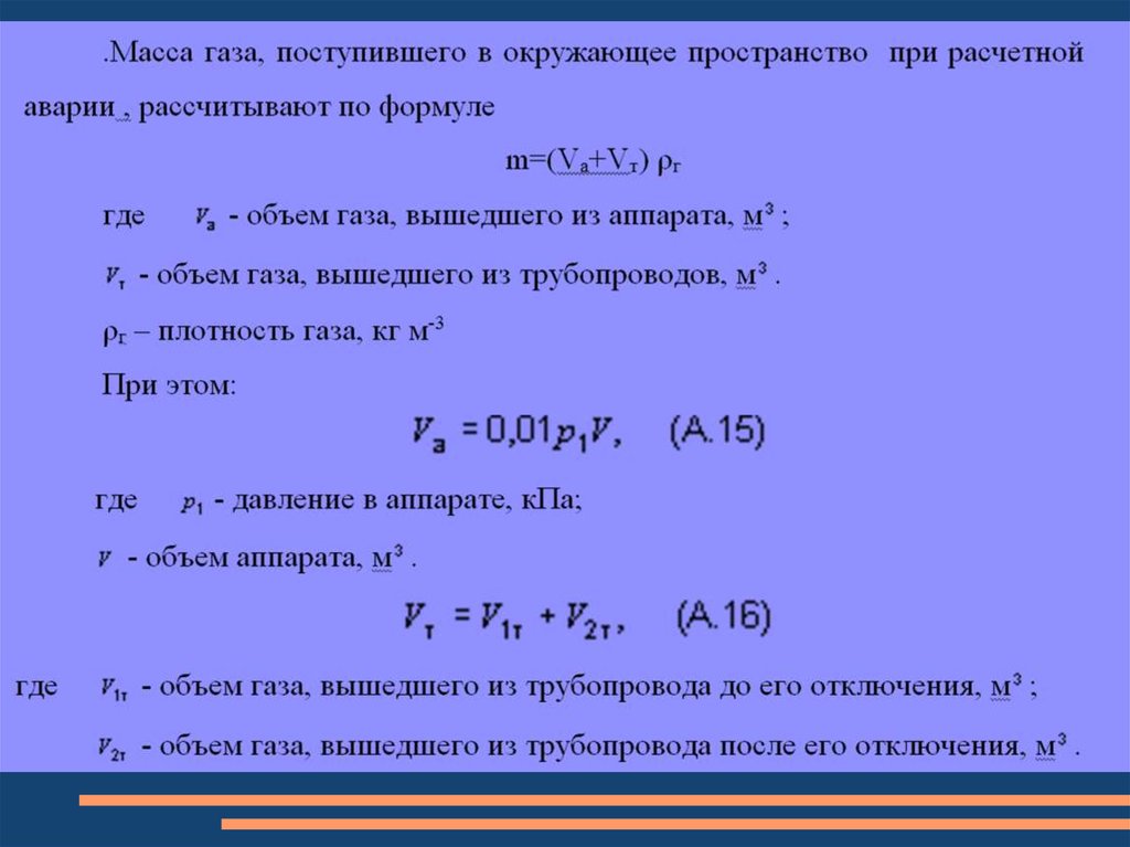 Выход газа. Объем газа вышедший из трубопровода. Объем газа вышедшего из аппарата. Масса горючего вещества. Объем газа вышедшего из трубопровода после его отключения.